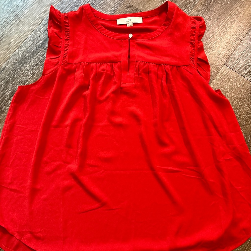 Loft Red-Orange Ruffle Shell - Picture 3 of 3